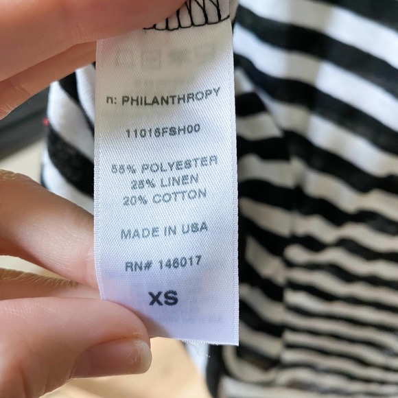 N:PHILANTHROPY Women's Black/White Striped Distressed Wash Out Atlas Tee sz XS - Picture 12 of 14